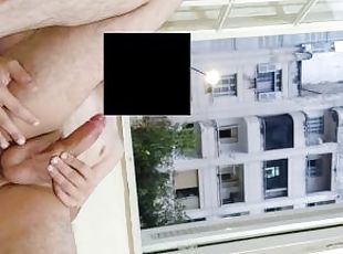 masturbation, publik, amatör, gigantisk-kuk, kamera, voyeur, fötter, exhibitionist, kuk, blottande