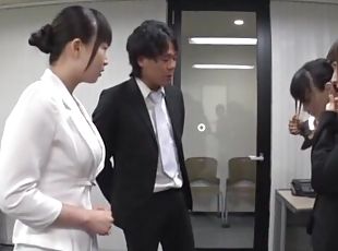Kinky group sex party in the office with a couple of Japanese cuties