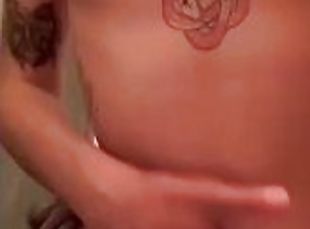 Masturbating and cumming in the shower and then filming myself in the mirror