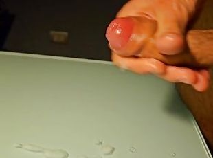 Stroking my fat cock and cumming badly