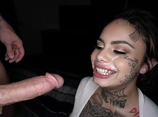 Tattooed slut Genevieve Sinn loves sucking hard dick of her boyfriend