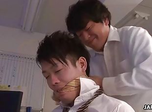Tied up asian cuckold watches his wife yui hatano getting fucked by...