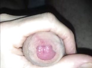 CUM IN 2 MINUTES - Quick wank in bed, close up uncut hard dick, sel...