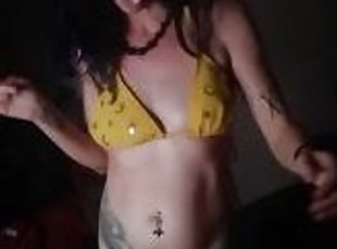horny Goth milf in a bikini