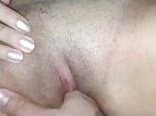 Gf was so horny she woke me up just to finger fuck my pink shaved p...