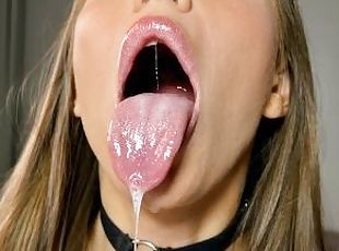 ASMR mouth sounds, amazing licking and a lot of saliva, drool from ...