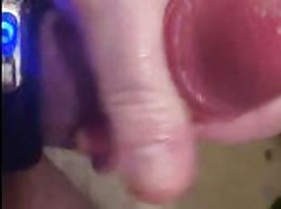 Wearing Vibrating cock ring and cumming while i fuck my hand agains...