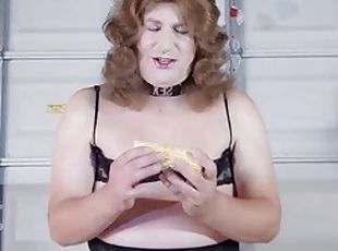 transvestit, amatør, anal, liderlig, undertøj, webcam, perverst, røv-butt, solo