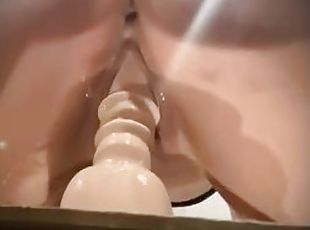 asiático, masturbação, orgasmo, cona-pussy, esguincho, amador, brinquedo, botins, pov, dildo