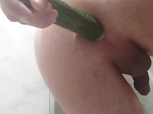 A young guy fucks his ass hard with a cucumber - anal masturbation ...