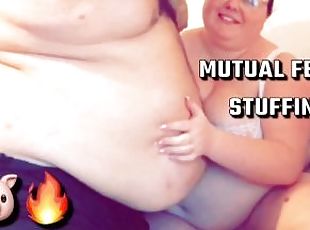 Feeder Girlfriend stuffs and jiggles Feedee Boyfriend (Mutual weigh...