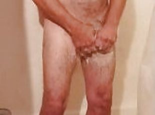 baignade, papa, masturbation, amateur, énorme-bite, gay, secousses, douche, solo, pappounet