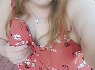 Beautiful chubby blonde bbw in dress flashes cute small boobs with ...