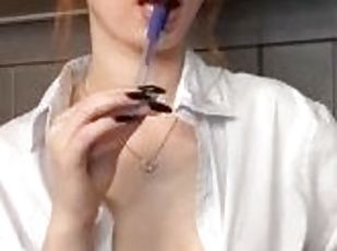 Biology teacher roleplay, hot ginger playing with her tits, leaked ...
