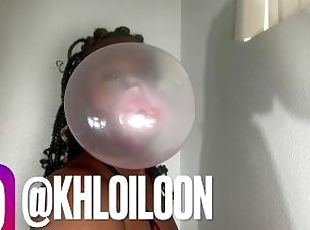 @Khloiloon Blows Up Bubble Gum & Pops Balloons