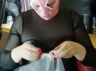 travestit, amatori, taratura, babardit, fetish, latex, solo, sperma-in-gura