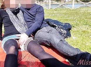 Pussy flash - Stepmom caught by stepson at public park masturbating...