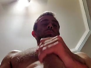 Oops, got cum on camera. Hot guy gave himself a handjob, stuck his finger in his ass, licked my dick and came