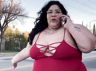 Stranded Fat Slut Crystal Blue Finds a Chubby Chaser to Pick Her Up