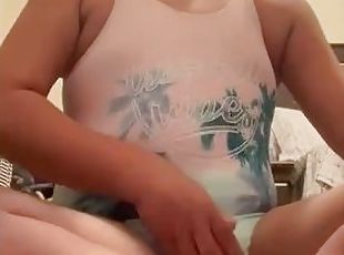 Boy wearing girl swimsuit masturbating