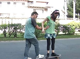 Skater girl wannabe has her narrow pussy rammed deep