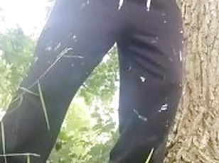 CAUGHT wanking outside! Woodland masturbation of big cock by hung s...
