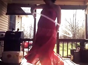 Pregnant Young Mom Emily in See through Dress on Hidden Cam