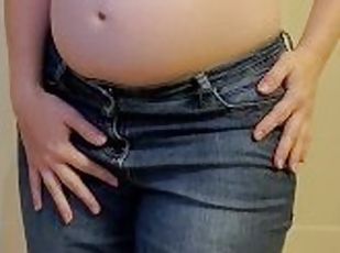 pissande, gravid, amatör, trosor, fetisch, ensam, jeans
