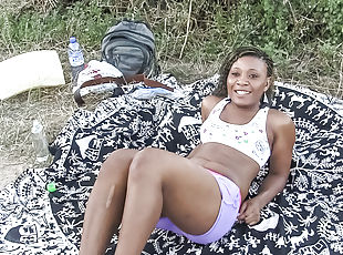 al-aire-libre, público, amateur, negra-ebony, interracial, negra, cachonda, follando-fucking