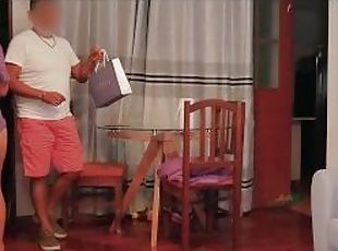 Thick milf with big tits gets fucked by delivery guy while husband ...