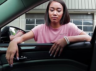 asiático, coche, primera-persona, follando-fucking