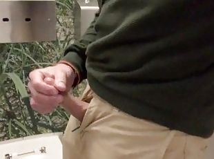 Jerking off and cumming in the airport bathroom before a flight.