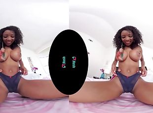 tetas-grandes, negra-ebony, negra, cabalgando, 3d, polla