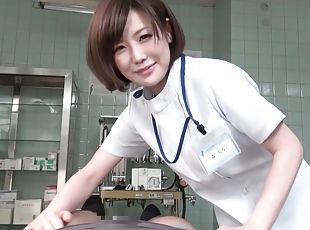 Subtitled CFNM Japanese female doctor gives patient handjob