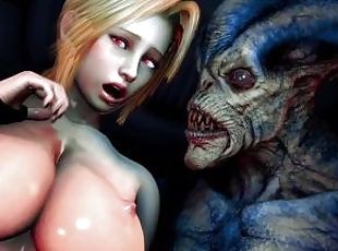 Lustful bitch freed evil monsters to fuck her - 3d Animated hard mo...