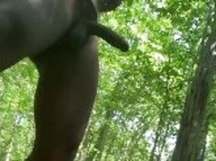 Hung BBC Caught Jerking Off On Public Trails Outside But Still Bust...