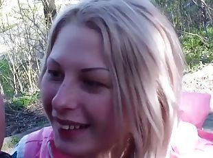 Blonde Euro Girl Sucks Cock in Public Before Getting Fucked Indoors