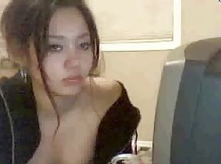 asiatique, amateur, babes, ados, maison, webcam, mignonne, solo, clignotant