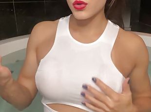 Controlled handjob! Hot big ass in the bath asking for a lot of han...