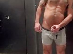 masturbation, publik, amatör, cumshot, gigantisk-kuk, juckande, ensam, gym, kuk, träning