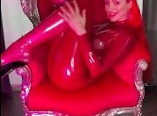 rødhåret, fetish, latex, solo, femidom, gummi