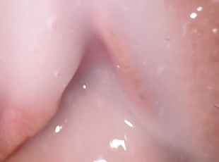 Beautiful pussy covered in lubricant and cum, Close up fuck and cum...