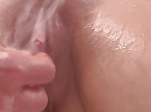 Fun in the shower up close pussy masturbation showerhead real orgas...