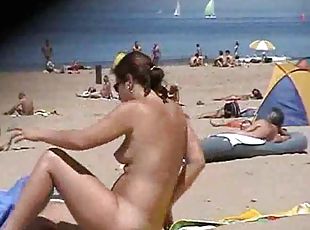 Checking out lots of hotties at nude beach
