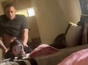 Boyfriend fucks his girl in his moms room