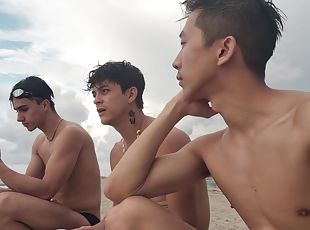 Cruising On The Beach, Asian Boy Ass Fucked By Uncut Latino Jock Na...