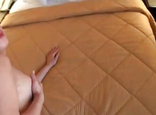 Hotel room fuck of her tight shaved pussy