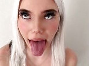 A nice girl shows mouth throat uvual and sloppy wet tongue