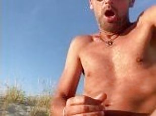 masturbation, utomhus, cumshot, gay, avrunkning, strand, juckande, ensam