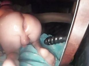 Gapping Round Sissy Ass Wrecking Wet Ass Pussy On Xxl Ribbed Dildo ...